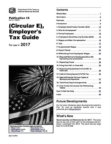 Stock image for Employer's Tax Guide: Publication 15 (Circular E): For use in 2017 for sale by Save With Sam