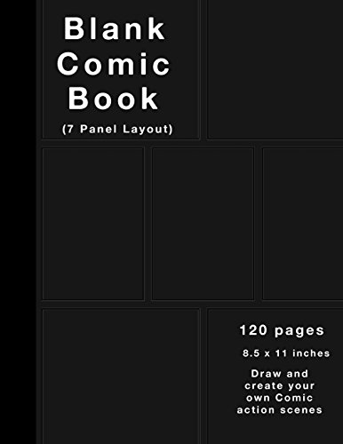 9781541289512: Blank Comic Book: 120 pages, 7 panel, White Paper, Draw your own Comics (Black cover)