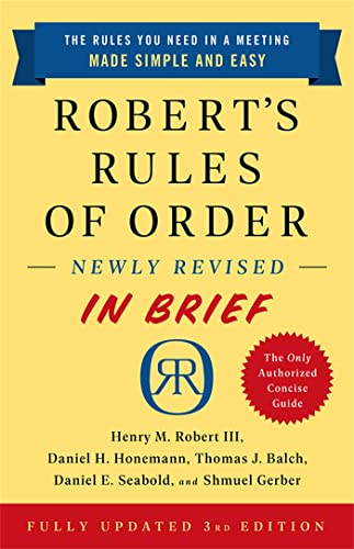 Imagen de archivo de Roberts Rules of Order Newly Revised In Brief, 3rd edition a la venta por Goodwill of Colorado