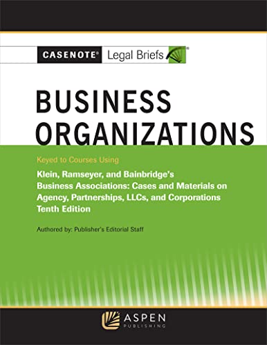 9781543802313: Casenote Legal Briefs for Business Organizations Klein, Ramseyer, and Bainbridge