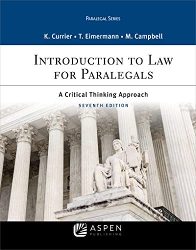 Stock image for Introduction to Law for Paralegals : A Critical Thinking Approach for sale by Better World Books