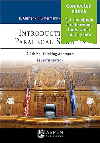 Beispielbild fr Introduction to Paralegal Studies: A Critical Thinking Approach [Connected eBook] (Aspen Paralegal Series) zum Verkauf von BooksRun