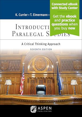 Stock image for Introduction to Paralegal Studies: A Critical Thinking Approach [Connected eBook] (Aspen Paralegal Series) for sale by BooksRun