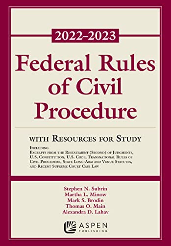 Beispielbild fr Federal Rules of Civil Procedure: With Resources for Study, 2022 - 2023 Edition (Supplements) zum Verkauf von BooksRun