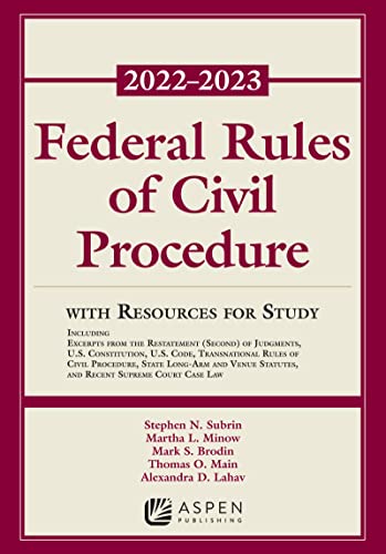 Imagen de archivo de Federal Rules of Civil Procedure: With Resources for Study, 2022 - 2023 Edition (Supplements) a la venta por GF Books, Inc.