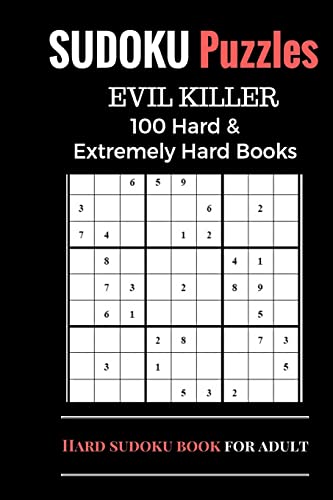 9781544083087: Sudoku Puzzles Book, Hard and Extremely Difficult Games for Evil Genius: 100 Puzzles (1 Puzzle per page), Sudoku Books with Two Level, Brain Training Games
