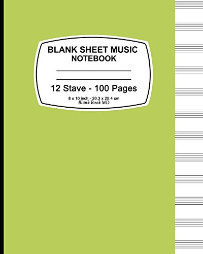 Beispielbild fr Blank Sheet Music Notebook (Green): 8" x 10" (20.32 x 25.4 cm), 12 Stave,100 Pages, Durable Soft Cover [Soft Cover ] zum Verkauf von booksXpress