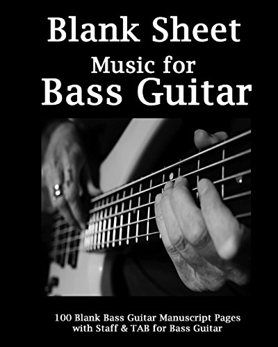 Stock image for Blank Sheet Music For Bass Guitar-Action Cover: 8 x 10, 100 Pages,Bass Guitar Tablature Manuscript Paper, 100 Blank Manuscript Music Pages with Staff . lines, For Musicians Gifts and Bass Players [Soft Cover ] for sale by booksXpress