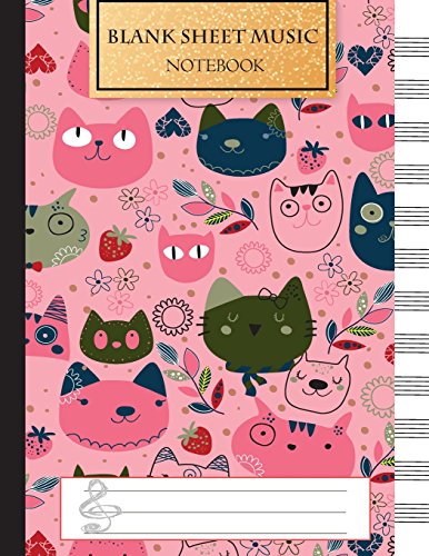 Blank-Music-Sheet-Notebook-Music-Manuscript-Paper-Staff-Paper-Music-Notebook-12-Staves-85-x-11-A4-100-pages-Pink-Cute-Cat-Journal-Music-Composition-Books-Volume-1