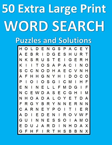Beispielbild fr 50 Extra Large Print Word Search Puzzles and Solutions: Clear and Easy to See zum Verkauf von THE SAINT BOOKSTORE