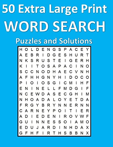 9781548399108: 50 Extra Large Print Word Search Puzzles and Solutions: Clear and easy to see