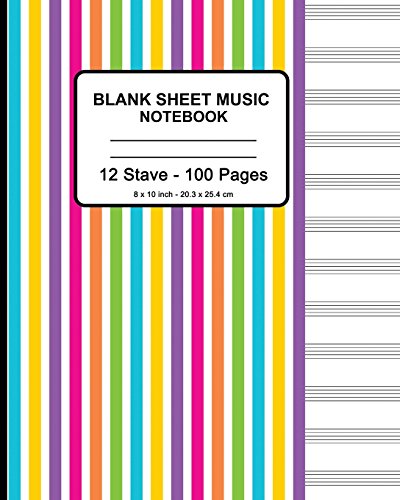 Beispielbild fr Blank Sheet Music Notebook - Colorful Verticle Lines: 8" x 10" - Musicians Blank Sheet Music Notebook- 100 Pages - Manuscript Paper Standard - 12 Stave (Durable Cover) [Soft Cover ] zum Verkauf von booksXpress