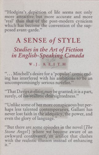 Imagen de archivo de Sense of Style: Studies in the Art of Fiction in English-Speaking Canada a la venta por Zubal-Books, Since 1961