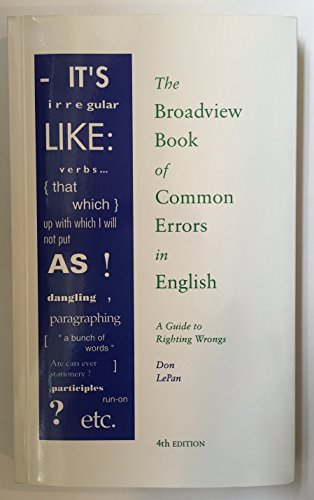 9781551113180: The Broadview Book of Common Errors in English: A Guide to Righting Wrongs
