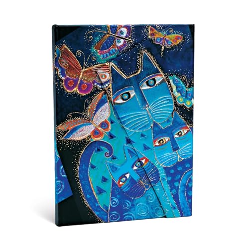 9781551563978: Paperblanks | Blue Cats & Butterflies | Fantastic Felines | Hardcover | Midi | Lined | Wrap Closure | 160 Pg | 120 GSM
