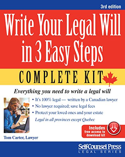 Beispielbild fr Write Your Legal Will in 3 Easy Steps - CAN Kit : Everything You Need to Write a Legal Will zum Verkauf von Better World Books