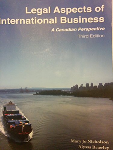 Beispielbild fr Legal Aspects of International Business : A Canadian Perspective zum Verkauf von Better World Books