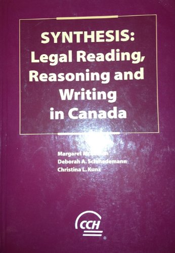 Beispielbild fr Synthesis: Legal Reading, Reasoning and Writing in Canada zum Verkauf von AwesomeBooks