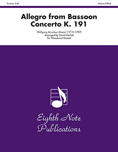 Stock image for Allegro (from Bassoon Concerto, K. 191): Score & Parts (Eighth Note Publications) for sale by Magers and Quinn Booksellers