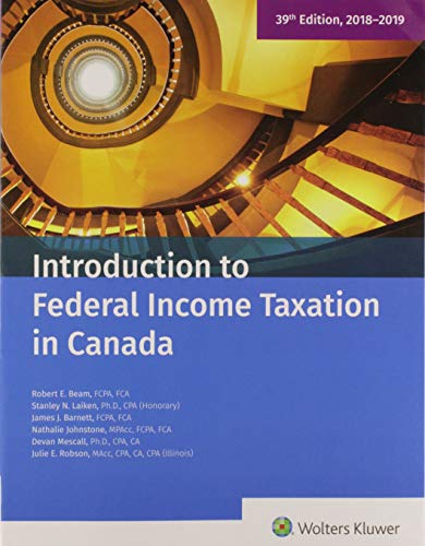 Stock image for Introduction to Federal Income Taxation in Canada 39th (2018-2019) Edition, with Study Guide for sale by Better World Books: West