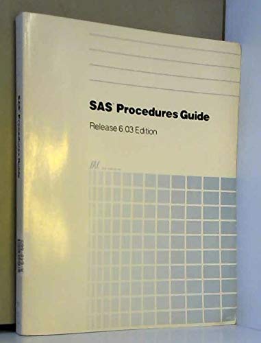 Stock image for Sas Procedures Guide: Release 6.03 Edition for sale by BookHolders