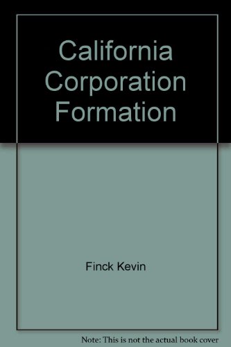 Beispielbild fr California Corporation Formation Package and Minute Book zum Verkauf von Bingo Books 2