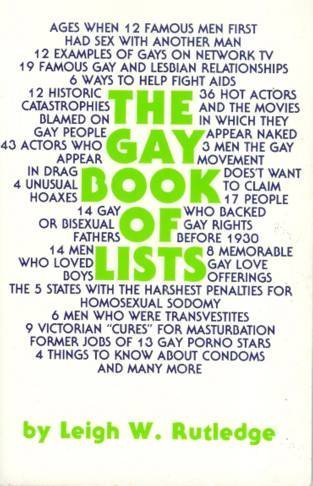 Imagen de archivo de Gay Book Of Lists a la venta por HPB-Ruby