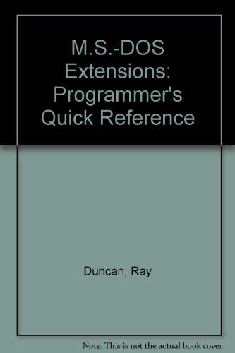 Beispielbild fr MS-DOS Extensions (Programmers Quick Reference Series) zum Verkauf von HPB Inc.
