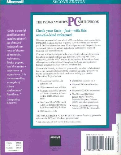 Immagine dell'editore per The Programmer's PC Sourcebook: Reference Tables for IBM PCs and Compatibles, PS/2 Systems, EISA-based Systems, MS-DOS Operating System Through Version 5, Microsoft Windows Through Version 3 venduto da SecondSale