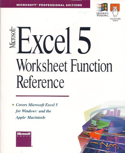 Stock image for Microsoft Excel 5 Worksheet Function Reference (Microsoft Reference) (Microsoft Professional Edition for sale by Save With Sam