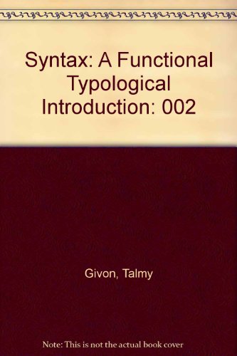 Beispielbild fr Syntax: A Functional-Typological Introduction (Volume 2) zum Verkauf von Anybook.com