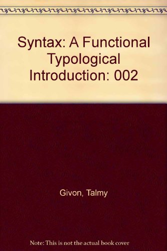 9781556190964: Syntax: A Functional Typological Introduction: 002