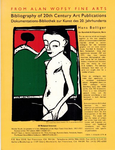 Beispielbild fr DOKUMENTATIONS - BIBLIOTHEK ZUR KUNST DES 20. JAHRHUNDERTS/ BIBLIOGRAPHY OF 20TH CENTURY ART PUBLICATIONS. zum Verkauf von Burwood Books