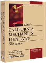 Stock image for Acret's California Mechanic's Lien Laws for sale by Blindpig Books