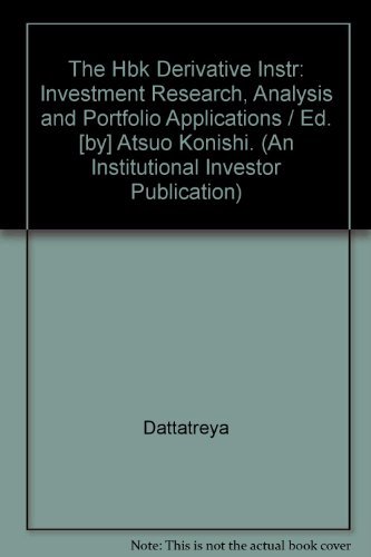 Stock image for Handbook of Derivative Instruments : Investment, Research, Analysis and Portfolio Applications for sale by Better World Books: West