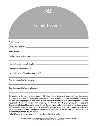 9781557665881: Family Report for Birth to Three Years (Pack of 10): Family Report I: Birth to Three Years