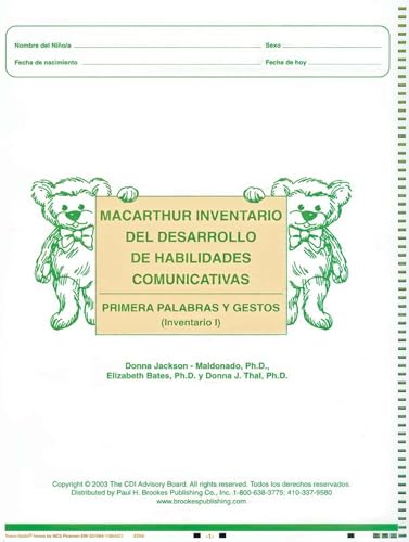 Imagen de archivo de Macarthur Communicative Development Inventories (Cdis): Words And Gestures (Package of 25) a la venta por Revaluation Books