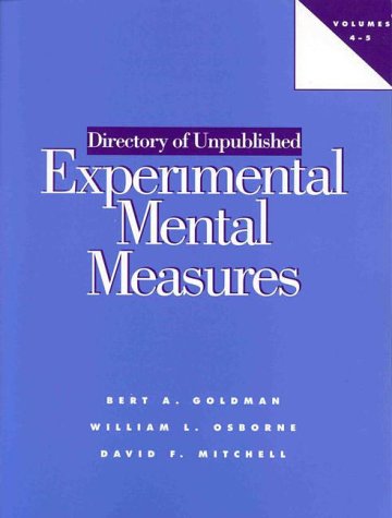 Beispielbild fr Directory of Unpublished Experimental Mental Measures zum Verkauf von Better World Books