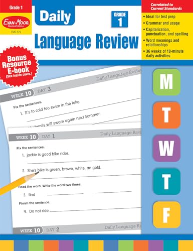 Beispielbild fr Evan-Moor Daily Language Review, Grade 1 Activities Homeschooling & Classroom Resource Workbook, Reproducible Worksheets, Teacher Edition, Daily Practice, Skills Assessment, Grammar, Punctuation zum Verkauf von Reliant Bookstore