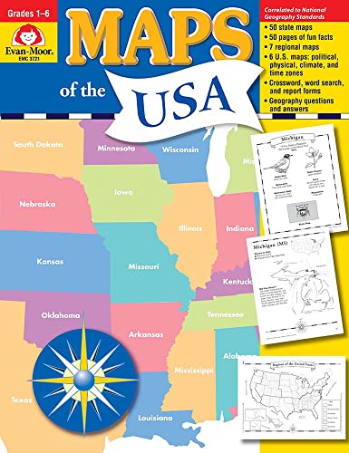 Maps of the Usa, Grade 1 - 6 Teacher Resource - Evan-Moor Corporation