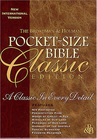 9781558196759: Bib Broadman & Holman Niv Pocket Size Bible: Classic, Gold Edging, Burgundy Bonded Leather Edition