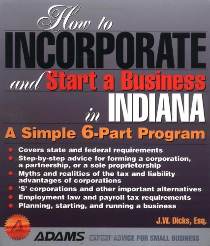 Imagen de archivo de How to Incorporate-Indiana a la venta por ThriftBooks-Dallas