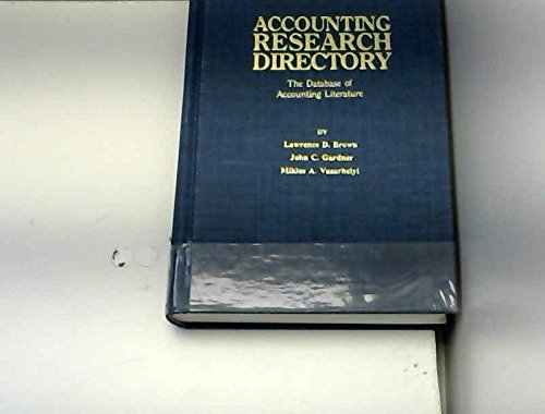 Beispielbild fr Accounting Research Directory : The Database of Accounting Literature zum Verkauf von Better World Books