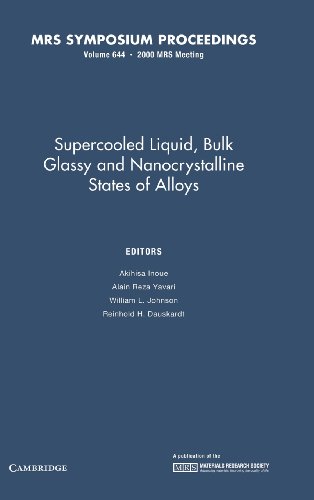 Stock image for Supercooled Liquid, Bulk Glassy, and Nanocrystalline States of Alloys : Symposium Held November 27-30, 2000, Boston, Massachusetts, U.S.A for sale by BookOrders