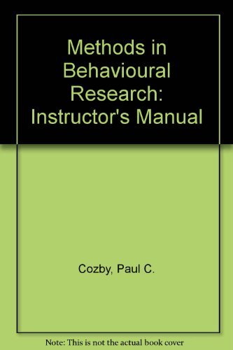 9781559346603: Instructor's Manual (Methods in Behavioural Research)