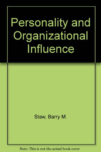 Imagen de archivo de Personality and Organizational Influence a la venta por Better World Books