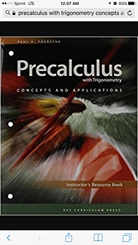Stock image for Precalculus with Trigonometry: Concepts and Applications, Instructor's Guide with CD for sale by Front Cover Books