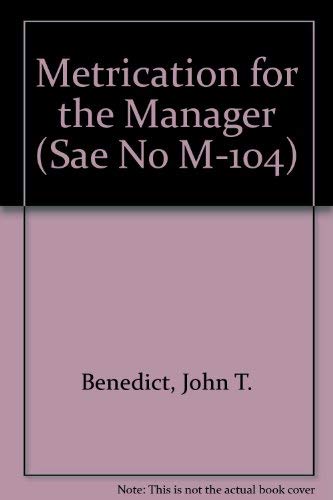 Stock image for Metrication for the Manager (Sae No M-104) for sale by Mispah books