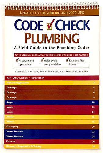 Stock image for Code Check Plumbing: A Field Guide to the Plumbing Codes for sale by HPB-Diamond