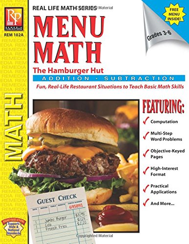 Imagen de archivo de Menu Math: The Hamburger Hut (Addition & Subtraction) | Reproducible Activity Book & Full-Color Menu a la venta por GF Books, Inc.